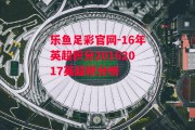 乐鱼足彩官网-16年英超积分20162017英超积分榜